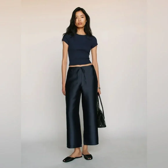 Reformation Olina Cropped Pant Blue - Size S